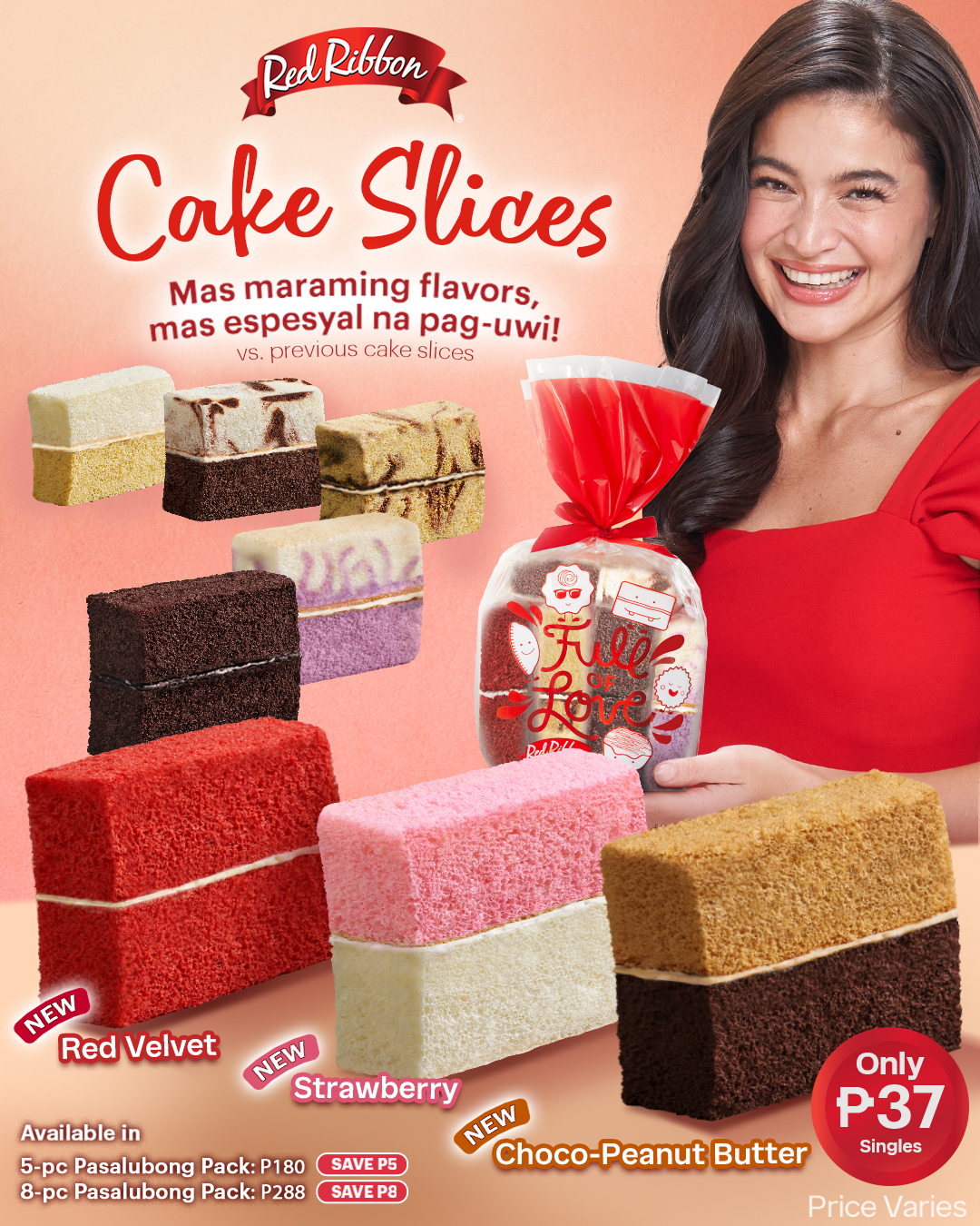 Red Ribbon Cake Sliced
